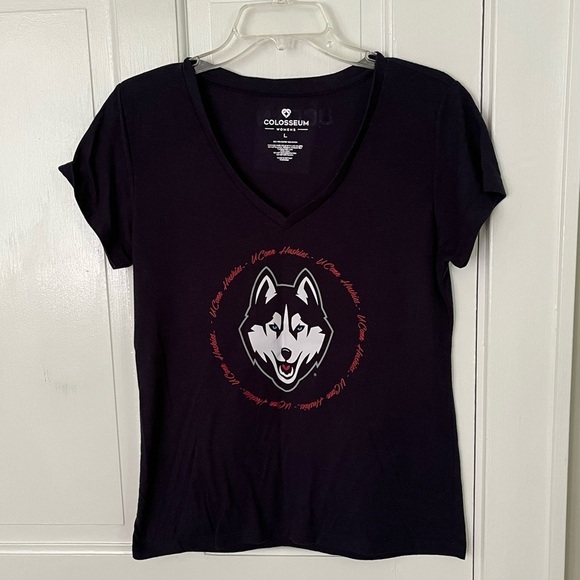 UConn University of Connecticut Huskies T Shirt V Neck Womens Large Stretch - Picture 3 of 9